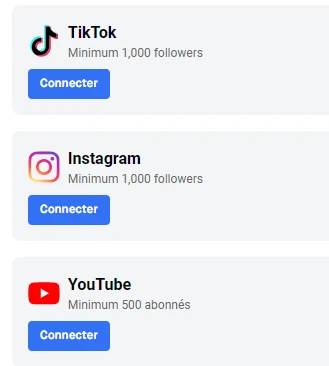 Minimum d'abonnés requis pour connecter TikTok, Instagram et YouTube sur Skeepers